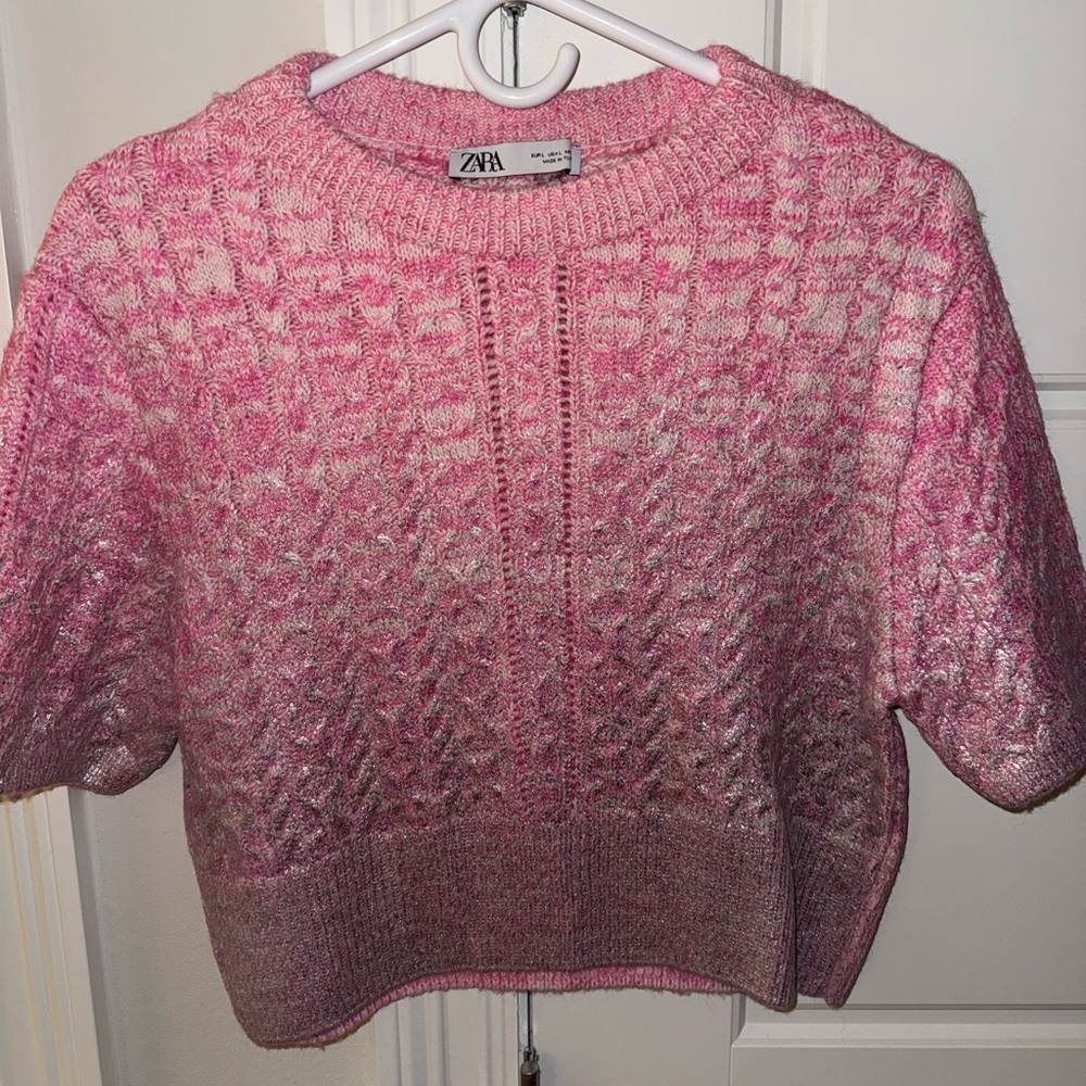 Zara Pink metallic sweater top